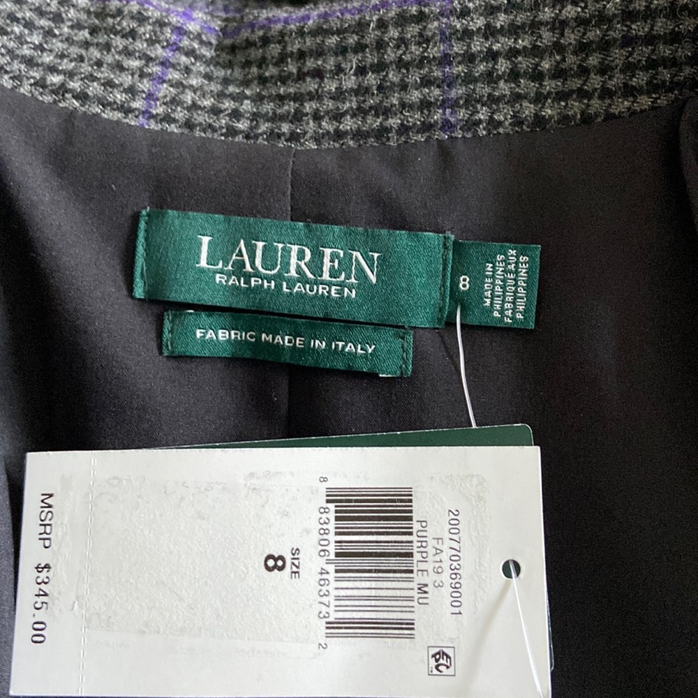 Lauren Ralph Lauren Wool Blend Suit Jacket Purple Multi - Picture 9 of 12
